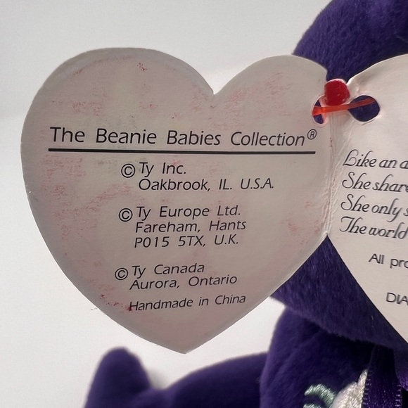 TY Princess Diana Commemorative Purple Vintage 1997 Beanie Baby With Errors - Picture 6 of 10